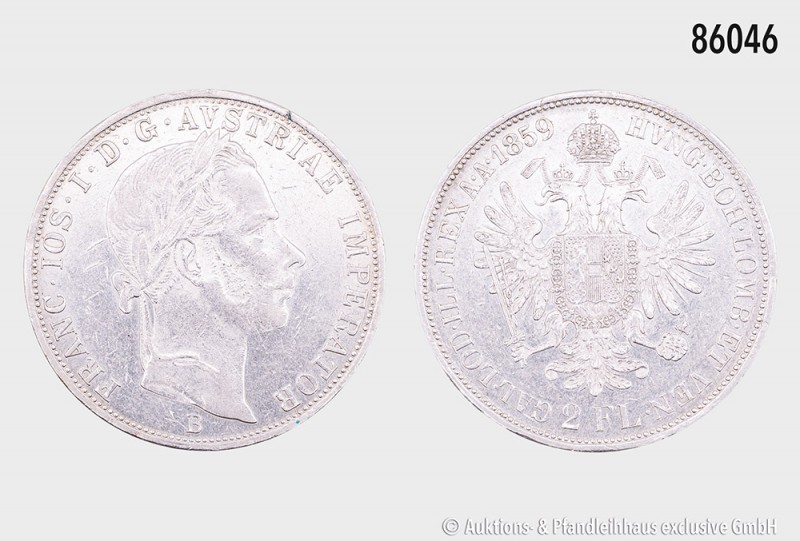 Österreich, Franz Joseph I. (1848-1916), 2 Gulden 1859 B, 24,68 g, 36 mm, Schön ...