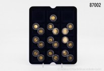 Sammlung mit 19 modernen Goldmedaillen auf deutsche Politiker der BRD, darunter Konrad Adenauer, Helmut Kohl und Angela Merkel, 999er Gold, ca. 18 g F...