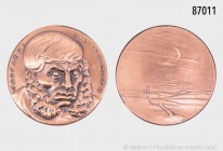 Kupfer-Medaille o. J. (1978), von Hubert Klinkel (geb. 1939), auf Caspar David Friedrich (1774-1840). 174,1 g; 70 mm. Zaponiert, Stempelglanz, im Etui