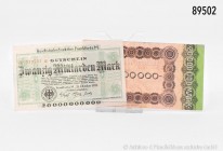 Deutsches Reich, umfangreiches Konv. über 200 Geldscheine, dabei 137 x 20 Millionen Mark 1923 (kassenfrisch) u.v.m., gemischter Zustand, Fundgrube, bi...