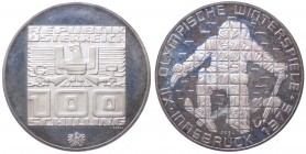 Austria - Moneta Commemorativa - Repubblica d'Austria (dal 1955) 100 Schilling 1976 commemorativo del Giochi invernali della XII Olimpiade svolti a In...