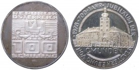Austria - Moneta Commemorativa - Repubblica d'Austria (dal 1955) 100 Schilling 1978 commemorativo del 700° anniversario della fondazione della città d...