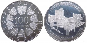 Austria - Moneta Commemorativa - Repubblica d'Austria (dal 1955) 100 Schilling 1979 commemorativa della fondazione dell'Ufficio delle Nazioni Unite a ...