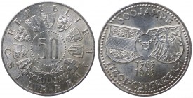 Austria - Moneta Commemorativa - Repubblica d'Austria (dal 1955) 50 Schilling 1963 commemorativa del 600° Anniversario dell'annessione del Tirolo all'...
