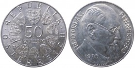 Austria - Moneta Commemorativa - Repubblica d'Austria (dal 1955) 50 Schilling 1970 commemorativo del 100° Anniversario della nascita di Karl Renner (1...