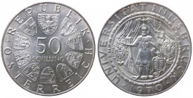 Austria - Moneta Commemorativa - Repubblica d'Austria (dal 1955) 50 Schilling 1970 commemorativo del 300° Anniversario della fondazione dell'Universit...