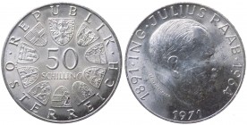 Austria - Moneta Commemorativa - Repubblica d'Austria (dal 1955) 50 Schilling 1971 commemorativo del 80° Anniversario della nascita di Julius Raab (18...