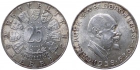 Austria - Moneta Commemorativa - Repubblica d'Austria (dal 1955) 25 Schilling 1958 commemorativo del 100° Anniversario della nascita di Carl Auer von ...
