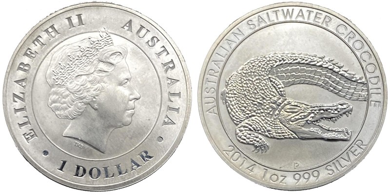 Australia - Elisabetta II (dal 1952) 1 Dollaro (1 Oncia) 2014 serie Coccodrillo ...
