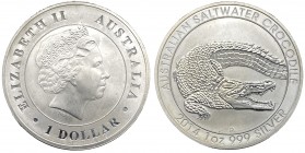 Australia - Elisabetta II (dal 1952) 1 Dollaro (1 Oncia) 2014 serie Coccodrillo marino - UC 227 - Ag - Proof - gr. 31,1

FS

 Worldwide shipping