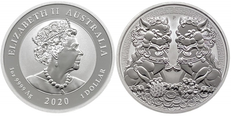 Australia - Elisabetta II (dal 1952) 1 Dollaro (1 Oncia) 2020 serie Due Pixiu - ...