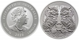 Australia - Elisabetta II (dal 1952) 1 Dollaro (1 Oncia) 2020 serie Due Pixiu - Ag - Proof - gr. 31,1

FS

 Worldwide shipping
