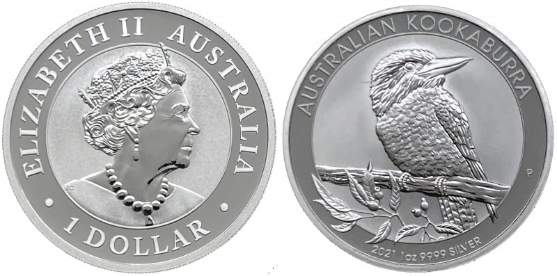 Australia - Elisabetta II (dal 1952) 1 Dollaro (1 Oncia) 2021 serie Kookaburra -...