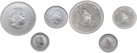 Australia - Lotti - Elisabetta II (dal 1952) lotto composto da 3 esemplari - 1 da 8 Dollari (5 Once) 2004 - 1 da 1 Dollaro (1 Oncia) 2004 - 1 da 50 Ce...