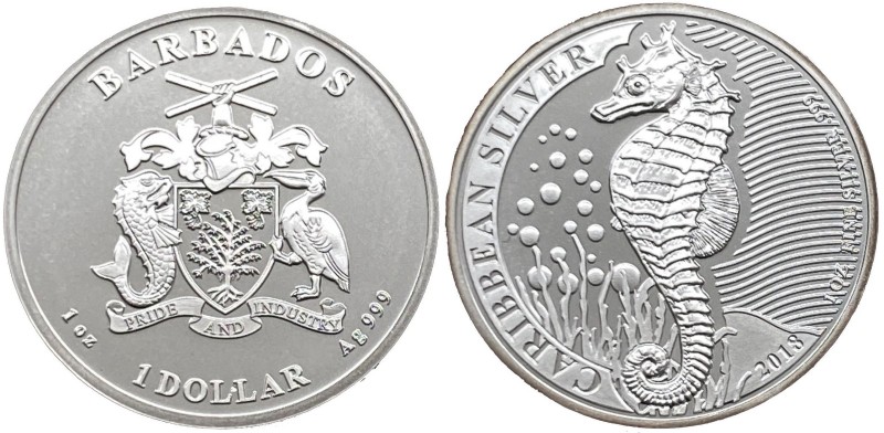 Barbados - Elisabetta II (dal 1952) 1 Dollaro (1 Oncia) 2018 serie Cavalluccio m...