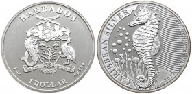 Barbados - Elisabetta II (dal 1952) 1 Dollaro (1 Oncia) 2018 serie Cavalluccio marino - UC 203 - Ag - Proof - gr.31,1

FS

 Worldwide shipping