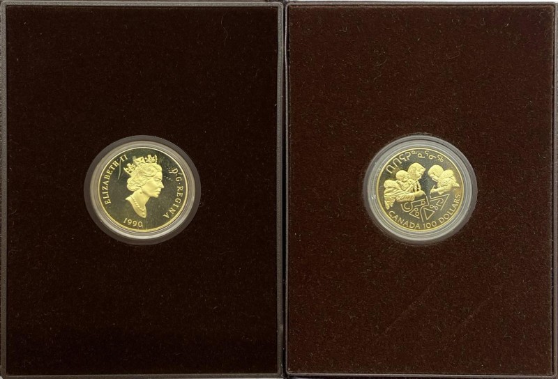 Canada - Elisabetta II (dal 1952) 100 Dollari 1990 - KM 171 - Au .583 - Proof - ...