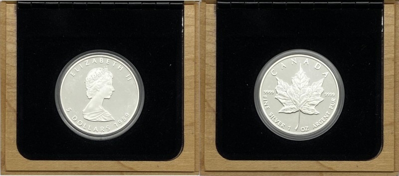 Canada - Elisabetta II (dal 1952) 5 Dollari (1 Oncia) 1989 serie Foglia d'acero ...