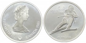 Canada - Moneta Commemorativa - Elisabetta II (dal 1952) 20 Dollari 1985 commemorativi dei Giochi invernali della XV Olimpiade svolti a Calgary nel 19...