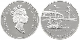 Canada - Moneta Commemorativa - Elisabetta II (dal 1952) 1 Dollaro 1991 commemorativo del 175° anniversario del primo viaggio del battello a vapore "F...