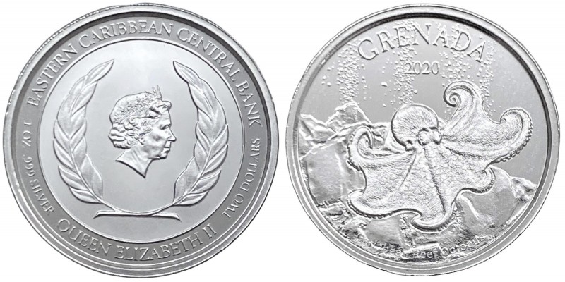 Caraibi orientali - Elisabetta II (dal 1952) 2 Dollari (1 Oncia) 2020 serie Gren...