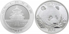 Cina - Moneta Commemorativa - Repubblica Popolare Cinese (dal 1949) 10 Yuan (1 Oncia) 2018 serie Panda - UC 210 - Ag - Proof - gr. 31,1

FS

 Worl...