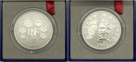 Francia - Moneta Commemorativa - Quinta Repubblica (dal 1958) 1 Euro 1999 commemorativa della parità valutaria europea - KM 1255 - Ag - Proof - in cof...