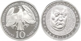 Germania - Moneta Commemorativa - Repubblica Federale Tedesca (dal 1990) 10 Marchi 2000 commemorativi del 250° Anniversario della morte di Johann Seba...