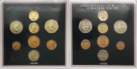 Gran Bretagna - Divisionale - Elisabetta II (dal 1952) serie 1983 - celebrativa della prima circolazione del nuovo pound - composto da 8 valori - 1 Po...