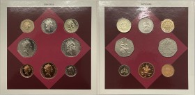 Gran Bretagna - Divisionale - Elisabetta II (dal 1952) serie 1993 - celebrativa del 10° anniversario delle coniazioni da 1 pound - composto da 8 valor...