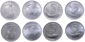 Lotti - Serie Lire - Monetazione in Lire (1946-2001) - Lotto composto da 4 monete da 5 Lire "Delfino" ciascuna - anni 1951 - 1952 - 1953 - 1954 quest'...