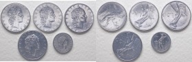 Errori e varianti di conio - Lotti - Serie Lire - Monetazione in Lire (1946-2001) Lotto composto da 5 monete da 50 Lire "Vulcano" - 1 del 1978 con ass...