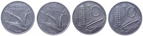 Errori e varianti di conio - Lotti - Serie Lire - Monetazione in Lire (1946-2001) Lotto composto da 2 monete da 10 Lire 1999 "Spiga" - senza segno di ...