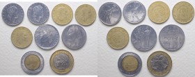 Errori e varianti di conio - Lotti - Serie Lire - Monetazione in Lire (1946-2001) Lotto composto da 9 monete - 1000 Lire 1998 con il rovescio con l'an...