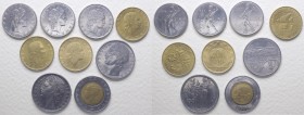 Errori e varianti di conio - Lotti - Serie Lire - Monetazione in Lire (1946-2001) Lotto composto da 9 monete - 500 Lire 1992 inizio della legenda dece...