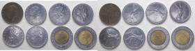 Errori e varianti di conio - Lotti - Serie Lire - Monetazione in Lire (1946-2001) Lotto composto da 8 monete - 500 Lire 1993 con monogramma grande e f...