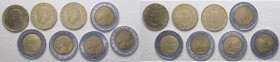 Errori e varianti di conio - Lotti - Serie Lire - Monetazione in Lire (1946-2001) Lotto composto da 8 monete - 500 Lire 1984 con asse del rovescio ruo...