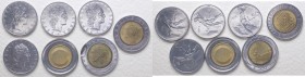 Errori e varianti di conio - Lotti - Serie Lire - Monetazione in Lire (1946-2001) Lotto composto da 7 monete - Tondello da 500 Lire non coniato e con ...
