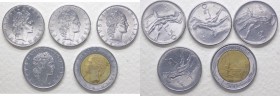 Errori e varianti di conio - Lotti - Serie Lire - Monetazione in Lire (1946-2001) Lotto composto da 5 monete - 500 Lire 1983 con linea di metallo visi...