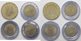 Errori e varianti di conio - Lotti - Serie Lire - Monetazione in Lire (1946-2001) Lotto composto da 4 monete - 500 Lire 1993 con monogramma piccolo e ...
