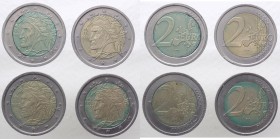 Errori e varianti di conio - Lotti - Serie Euro - Monetazione in Euro (dal 2001) Lotto composto da 4 monete da 2 Euro 2002 ciascuna - 1 con disco cent...