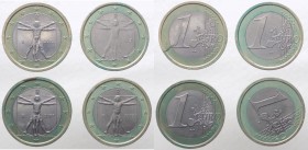 Errori e varianti di conio - Lotti - Serie Euro - Monetazione in Euro (dal 2001) Lotto composto da 4 monete da 1 Euro 2002 ciascuna - 1 con linea in r...