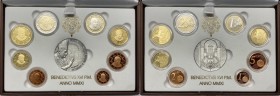 Città del Vaticano - Benedetto XVI (Joseph Aloisius Ratzinger) 2005-2013 - serie 2011 - composta da 8 valori insieme con una medaglia commemorativa de...