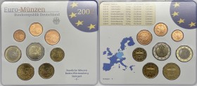 Germania - Repubblica Federale di Germania (dal 1990) serie 2002 - zecca di Stuttgart (F) - composta da 8 valori - Euro 2 - Euro 1 - Cent 50 - Cent 20...