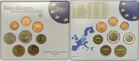 Germania - Repubblica Federale di Germania (dal 1990) serie 2002 - zecca di Munchen (D) - composta da 8 valori - Euro 2 - Euro 1 - Cent 50 - Cent 20 -...