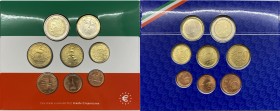 Italia - Repubblica Italiana - Monetazione in Euro (dal 2001) - serie 2002 - composta da 8 valori - Euro 2 - Euro 1 - Cent 50 - Cent 20 - Cent 10 - Ce...