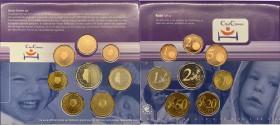 Olanda - Regina Beatrice (1980-2013) serie 1999 - celebrativa della clownterapia - composta da 8 valori - Euro 2 - Euro 1 - Cent 50 - Cent 20 - Cent 1...