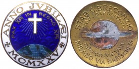 Medaglia votiva usata come spilla in occasione del 23° Anno Giubililare promulgato per il 1925 da Papa Pio IX (Giovanni Maria Mastai Ferretti) 1846-18...