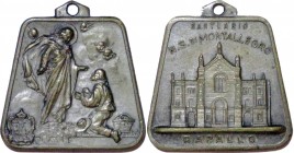 Medaglia votiva del Santuario di Nostra Signora di Montallegro di Rapallo con la raffigurazione frontale del Santuario sul rovescio - AE argentato - c...