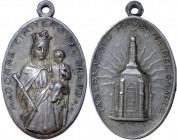 Medaglia votiva del Santuario della Madonna del Grappa con immagine del tabernacolo sul rovescio - AE argentato - con appiccagnolo - Ø mm 30x21

n.a...